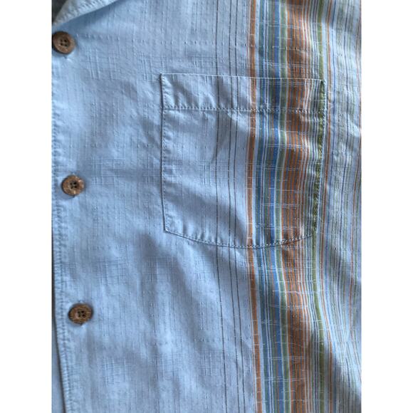 Tommy Bahama Camp Button Shirt XL 100% Silk Short Sleeve Striped Blue Beach Mens - Picture 4 of 16